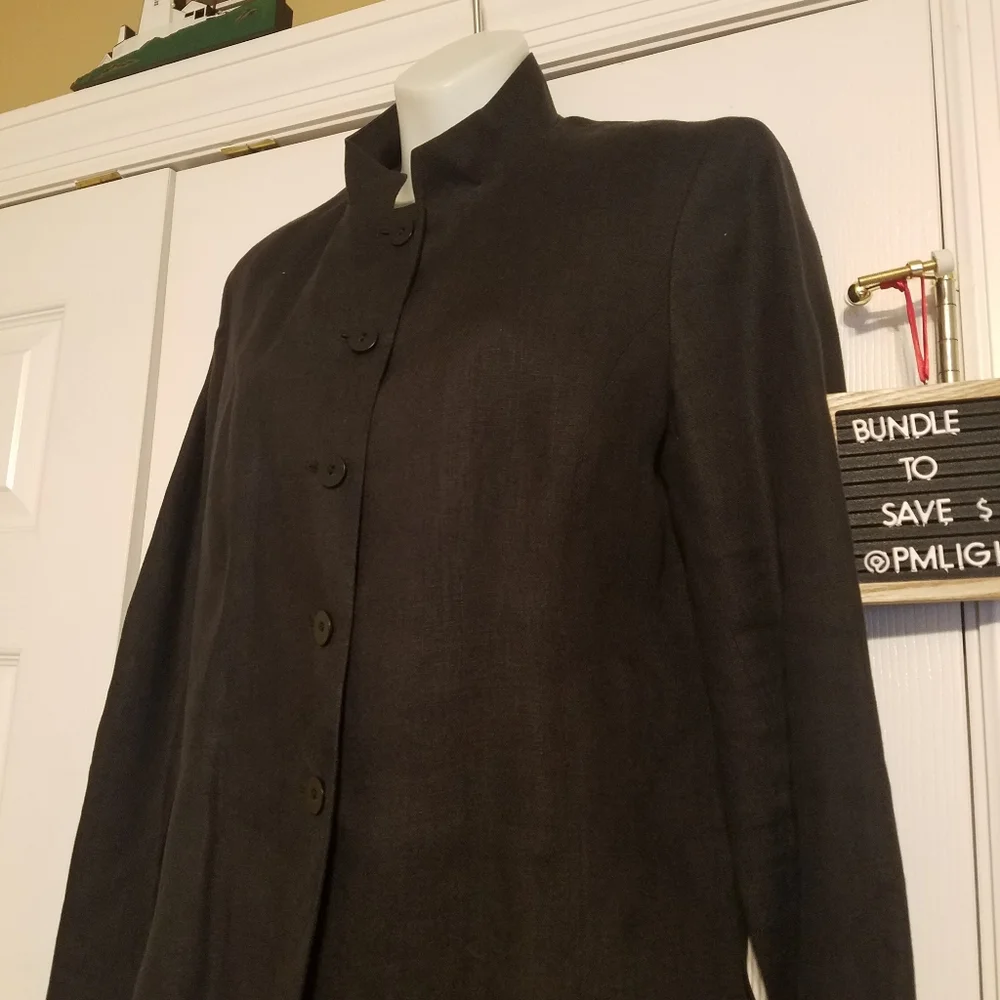 Talbots Black Linen Skirt Suit Set (Skirt 8 Reg) (Jacket 8 Petite)